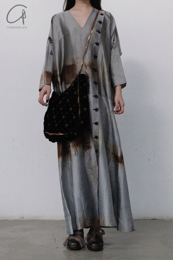 MUTEDANCE long buckle V -neck real silk dress MD22FW48 PM47